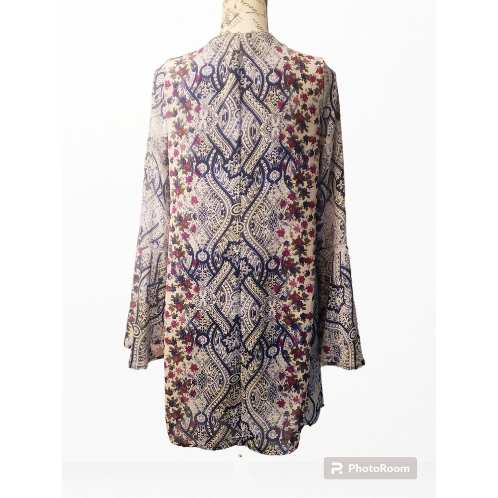 Speechless Floral Lattice Tunic Dress w Peasant Bell-Sleeves | Small - Picture 4 of 11